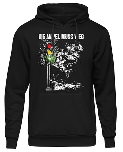 UGLYSHIRT Die Ampel muss Weg Herren Kapuzenpullover | Anti Grün Hoodie Demo Shirt Widerstand Pullover Politik Anti Klimaaktivist | M1 Schwarz (L) von UGLYSHIRT