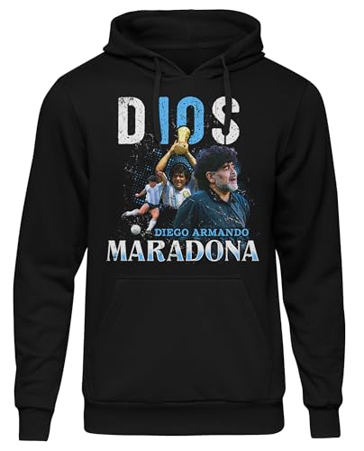 UGLYSHIRT Diego Maradona Herren Kapuzenpullover | Herren Maradona Pullover Dios 10 Argentinien Trikot Hoodie | M1 Schwarz (L) von UGLYSHIRT