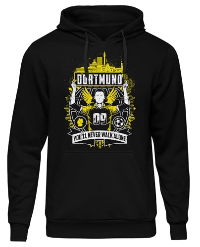 UGLYSHIRT Dortmund Forever Herren Kapuzenpullover | Sport Pullover Stadt Dortmund Hoodie Fanartikel Trikot Geschenke Ultras Skyline | Schwarz (3XL) von UGLYSHIRT