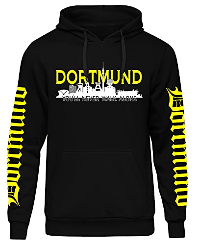 UGLYSHIRT Dortmund über Alles Herren Kapuzenpullover | Dortmund Pullover Skyline Hoodie | Schwarz (4XL) von UGLYSHIRT