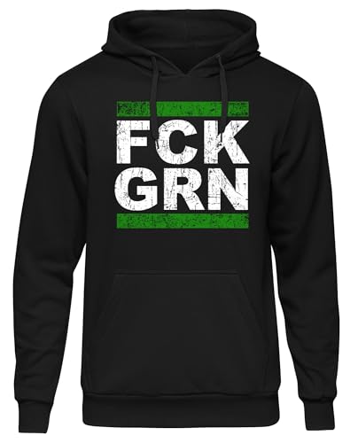 UGLYSHIRT FCK GRN Herren Kapuzenpullover | Anti Grün Demo Pullover Widerstand Hoodie Politik Anti Klimaaktivist | M1 Schwarz (4XL) von UGLYSHIRT