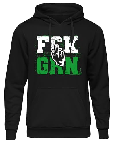 UGLYSHIRT FCK GRN Herren Kapuzenpullover | Anti Grün Demo Pullover Widerstand Hoodie Politik Anti Klimaaktivist | M3 Schwarz (L) von UGLYSHIRT