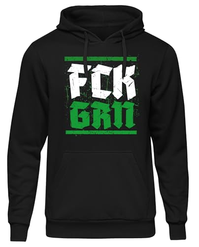 UGLYSHIRT FCK GRN Herren Kapuzenpullover | Anti Klimaaktivist Anti Grün Demo Pullover Widerstand Hoodie Politik | M2 Schwarz (L) von UGLYSHIRT