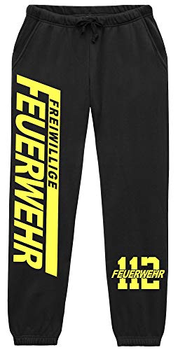 UGLYSHIRT Feuerwehr Herren Jogginghose | Logo 112 FFW Freiwillige Feuerwehr Hose | M4 (L) von UGLYSHIRT