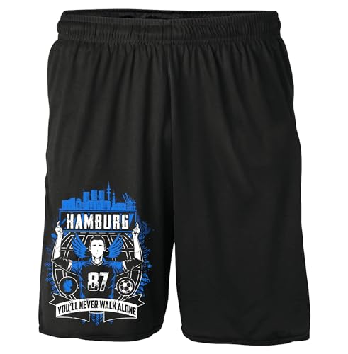 UGLYSHIRT Hamburg Forever Shorts | Hamburg Kurze Hose Stadt City Hamburg Skyline Hose Sport | Schwarz (L) von UGLYSHIRT