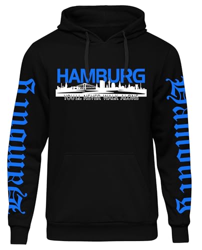 UGLYSHIRT Hamburg über Alles Herren Kapuzenpullover | Hansestadt Fußball Premium Hoodie Skyline Hamburg Pullover | Schwarz (4XL) von UGLYSHIRT