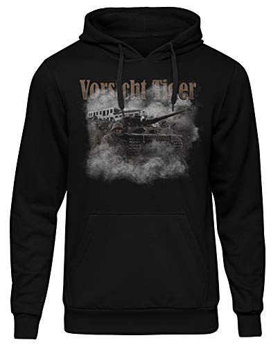 UGLYSHIRT Legende Tiger Herren Kapuzenpullover | German Tank Hoodie Landser Panzer WW2 Tiger Panzer Pullover | M3 Schwarz (L) von UGLYSHIRT