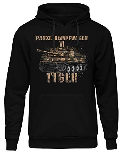 UGLYSHIRT Legende Tiger Herren Kapuzenpullover | Landser Panzer WW2 Tiger Panzer Pullover German Tank Hoodie | M2 Schwarz (L) von UGLYSHIRT
