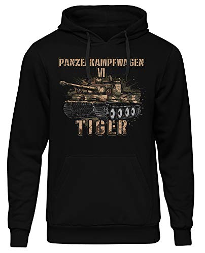 UGLYSHIRT Legende Tiger Herren Kapuzenpullover | Landser Panzer WW2 Tiger Panzer Pullover German Tank Hoodie | M2 Schwarz (XXL) von UGLYSHIRT