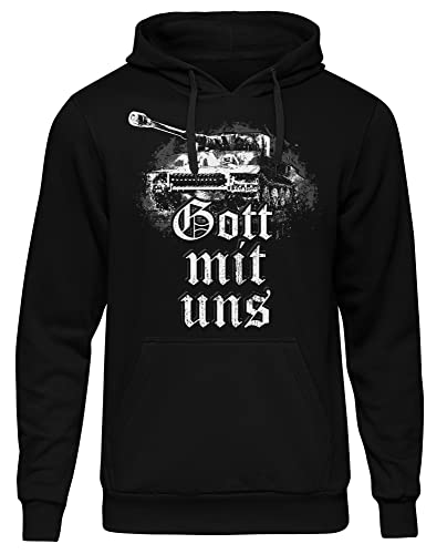 UGLYSHIRT Legende Tiger Herren Kapuzenpullover | Panzer Pullover Herren - Landser Hoodie - Tiger Panzer - WW2 Hoodie | M4 Schwarz (M) von UGLYSHIRT