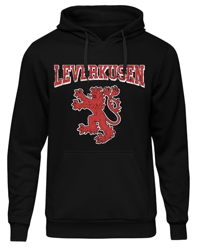 UGLYSHIRT Leverkusen Wappen Herren Kapuzenpullover | Leverkusen Hoodie Trikot Fanartikel Leverkusen Meister Pullover Sport Fussball Stadt Skyline | Schwarz (L) von UGLYSHIRT