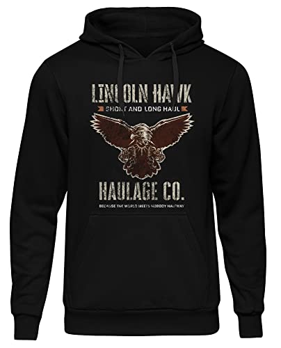 UGLYSHIRT Lincoln Hawk Herren Kapuzenpullover | Over The Top Hoodie Stallone - SLY - 80s Pullover | Schwarz (3XL) von UGLYSHIRT