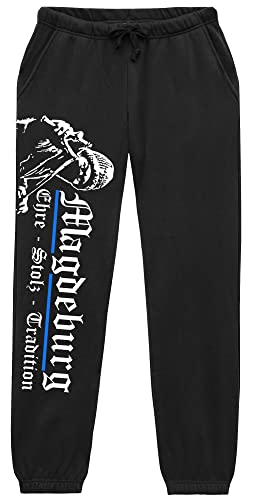 UGLYSHIRT Magdeburg Ehre & Stolz Herren Jogginghose | Fussball City Magdeburg Hose Skyline Sporthose | M1 (XXL) von UGLYSHIRT