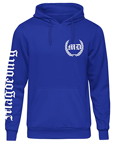 UGLYSHIRT Magdeburg über Alles Herren Kapuzenpullover | Magdeburg Pullover - Trikot Ultras Sport Hoodie | Blau (XL) von UGLYSHIRT