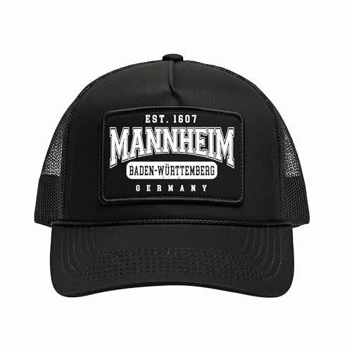 UGLYSHIRT Mannheim College City Cap | Verstellbare Basecap Herren – Mütze mit Rhein-Neckar Bezug – Schwarze Schirmmütze im Streetwear Look von UGLYSHIRT