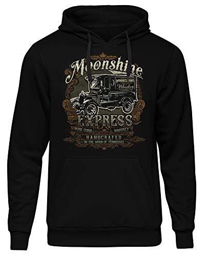 Moonshine Express Herren Kapuzenpullover | Outlaw Pullover Prohibition Glass Whiskey Hoodie XXX Geschenk Schnaps | M3 Schwarz (XL) von UGLYSHIRT
