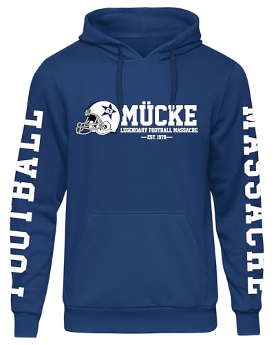 UGLYSHIRT Mücke 63 Herren Kapuzenpullover | Football Premium Hoodie Weltkulturerbe Pullover | Ärmeldruck M5 Blau (L) von UGLYSHIRT