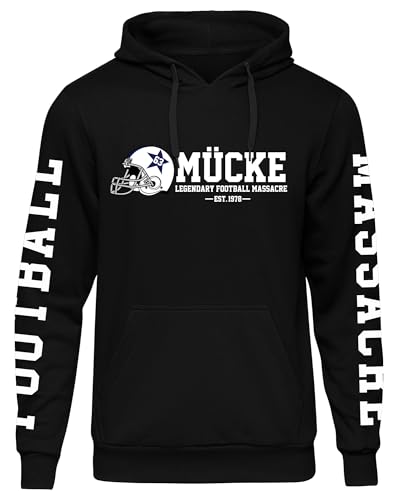 UGLYSHIRT Mücke 63 Herren Kapuzenpullover | Football Premium Hoodie Weltkulturerbe Pullover | Ärmeldruck M5 Schwarz (4XL) von UGLYSHIRT