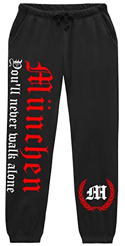 UGLYSHIRT München Never Walk Alone Herren Jogginghose | Fussball City München Hose Skyline Sporthose | M2 (XL) von UGLYSHIRT