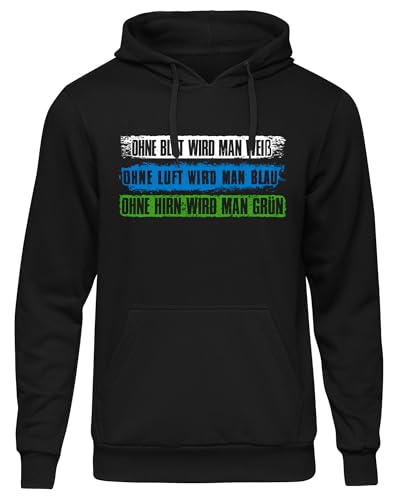 UGLYSHIRT Ohne Hirn Grün Herren Kapuzenpullover | Anti Grün Pullover Demo Hoodie Widerstand Politik Anti Wo Recht Zu Unrecht Wird | Schwarz (3XL) von UGLYSHIRT