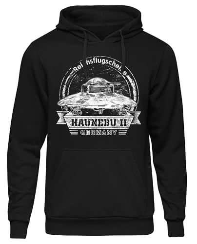 UGLYSHIRT Reichsflugscheibe HaunebuII Herren Kapuzenpullover | WW2 Panzer German Tank Hoodie Deutscher Tiger Panzer Pullover Soldaten Geschenk | Schwarz (XL) von UGLYSHIRT