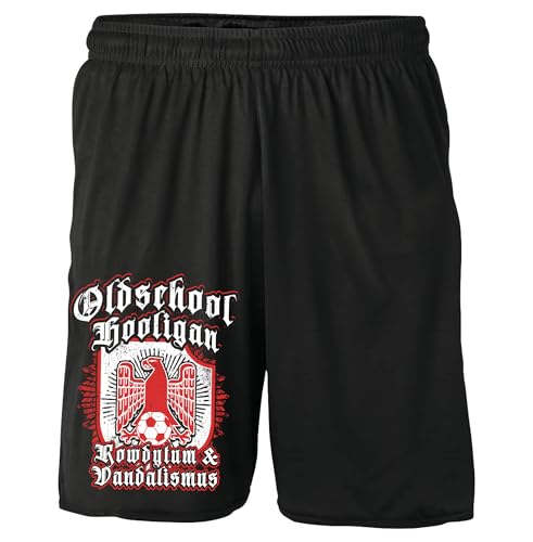 UGLYSHIRT Rowdytum & Vandalismus Shorts | Deutschland Sweatshorts Hooligan Kurze Hose Ultra WM Germany Hool Fußball | Schwarz (XXL) von UGLYSHIRT