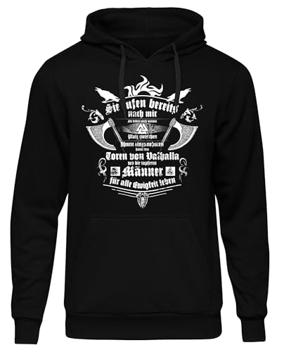UGLYSHIRT Sie rufen Herren Kapuzenpullover | Wikinger Pullover Odin Sleipnir Walhalla Germanen Zitate Vikings Hoodie | Schwarz (XL) von UGLYSHIRT
