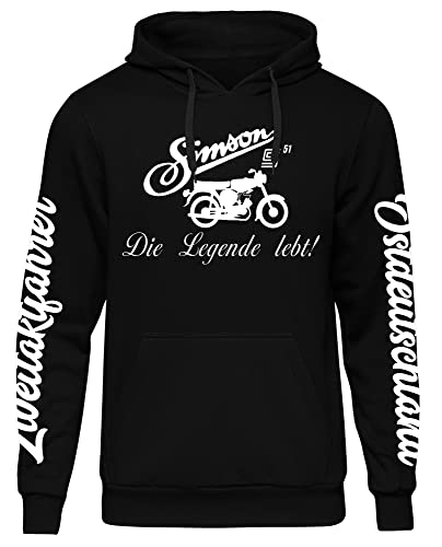 UGLYSHIRT Simson Ostdeutschland Herren Kapuzenpullover | Zweitakter Hoodie Trabbi S50 S51 Trabant Pullover | Schwarz (3XL) von UGLYSHIRT