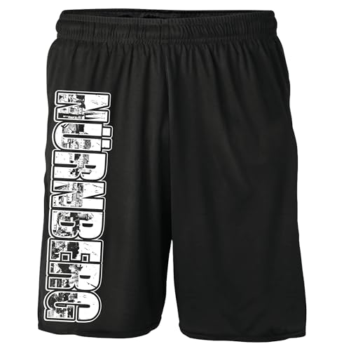 UGLYSHIRT Vintage Skyline Nürnberg Shorts | Fussball Retro Vintage Kurze Hose Sweatshorts Fanartikel City Stadt | Schwarz (XL) von UGLYSHIRT
