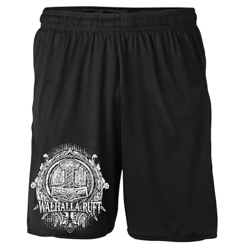 UGLYSHIRT Walhalla Ruft Shorts | Runen Odin Hose Nordmann Wikinger Kurze Hose Berseker Vikings Ragnar Valhalla | Schwarz (L) von UGLYSHIRT