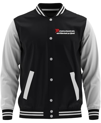 UGLYSHIRT Wo Recht zu Unrecht Wird College Jacke | Football Revolution Jacke Sport Baseball Freizeit Patrioten Widerstand Sweatjacke | Schwarz M2 (XXL) von UGLYSHIRT