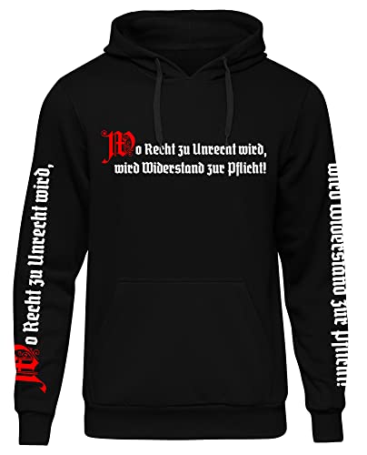 UGLYSHIRT Wo Recht zu Unrecht Wird Herren Kapuzenpullover | Revolution Wiederstand Pullover Patrioten Hoodie Aufstand | M3 Schwarz (3XL) von UGLYSHIRT