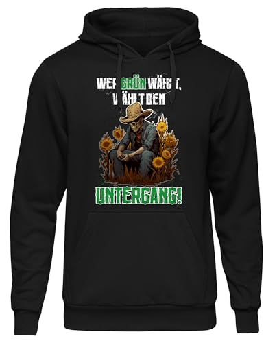 Wer Grün wählt Herren Kapuzenpullover | Anti Grün Hoodie Demo Shirt Widerstand Pullover Politik Anti Klimaaktivist | Schwarz (S) von UGLYSHIRT
