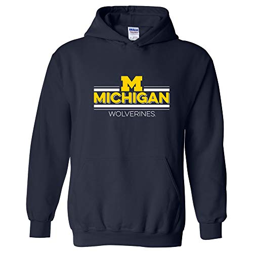 NCAA Double Bar Logo Team Color Hoodie College University, Michigan Wolverines Navy, Large von UGP Campus Apparel