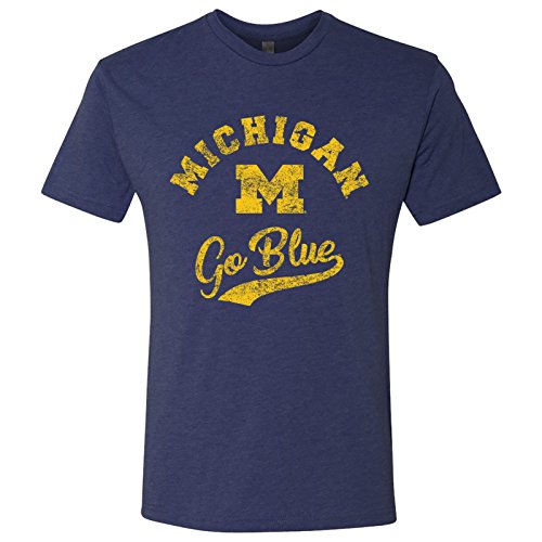 UGP Campus Apparel AS11 - Retro Script Triblend T-Shirt, Michigan Wolverines Vintage Navy, M von UGP Campus Apparel