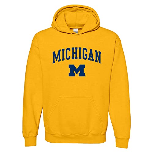 UGP Campus Apparel NCAA Offiziell lizenzierter College – University Team Color Arch Logo Hoodie, Michigan Wolverines Gold, Small von UGP Campus Apparel