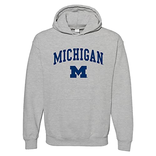 UGP Campus Apparel NCAA Offiziell lizenzierter College – University Team Color Arch Logo Hoodie, Michigan Wolverines Sport Grau, Medium von UGP Campus Apparel