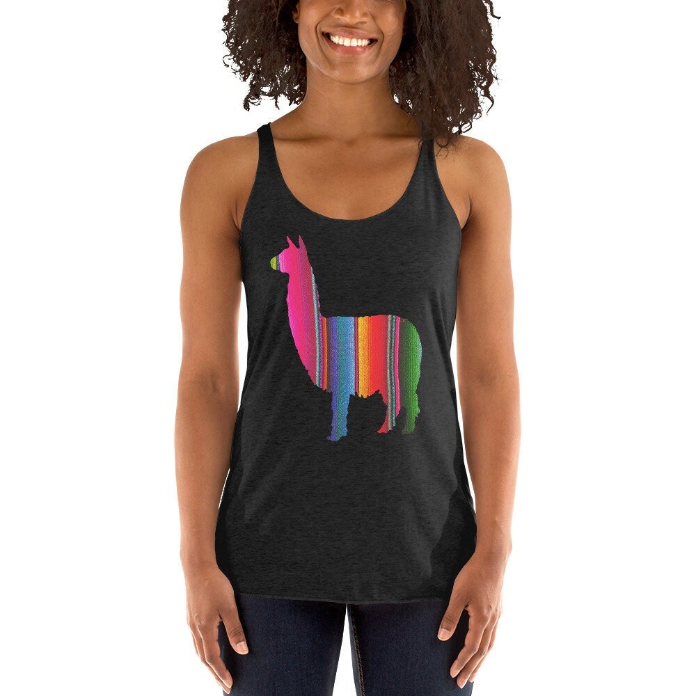 Llama Racerback Tank Ethno Textil Muster, Sommer Top Llama Racerback Tank Ethno Textil Muster, Sommer Top von UGRCollection