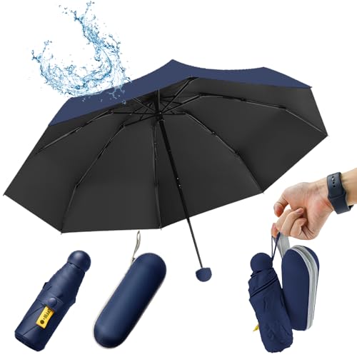 UHETLET Marine Kompakter Regenschirm Sturmfest mit 8 Rippen Taschenschirm Mini Umbrella Pocket Taschenschirme Faltender UV-Regenschirm Minischirm Leicht Mini Schirm Damen Perfekt für Handtasche UHETLET Marine Kompakter Regenschirm Sturmfest mit 8 Rippen Taschenschirm Mini Umbrella Pocket Taschenschirme Faltender UV-Regenschirm Minischirm Leicht Mini Schirm Damen Perfekt für Handtasche von UHETLET