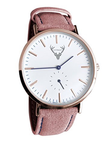 UHRTRACHT - Uhr in rosé mit Wildleder, Verschiedene Varianten mit Quick Release - passend zur Tracht und im Alltag (rosa) von UHRTRACHT
