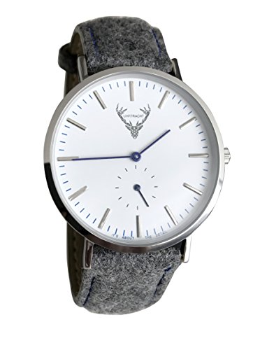 UHRTRACHT - Unisex Uhr in Silber mit Filzarmband, 40 mm, Quick Release - Trachtenarmbanduhr (dunkelgrau) von UHRTRACHT