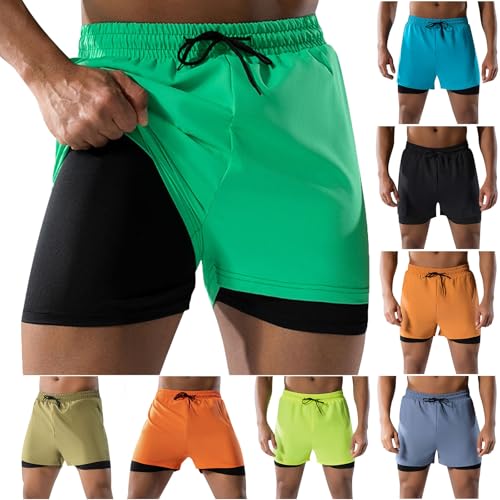 UHouse Badehose Herren Badeshorts mit Kompression Liner 2 in 1 Shorts Schnelltrocknend Schwimmshorts Schwimmhose Sommer Strandhose Kurz Schwimmwear Große Größen Grün L von UHouse