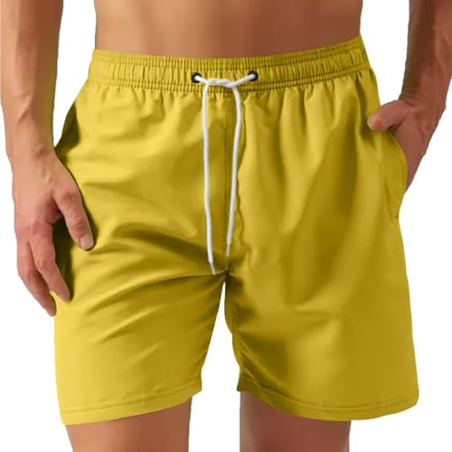 UHouse Badehose Herren Badeshorts mit Mesh-Innenslip Schnelltrocknend Sommer Shorts Leichte Schwimmshorts Männer Schwimmhose Swimming Strandhose Kurz Große Größen Amazon Angebote Gelb M von UHouse