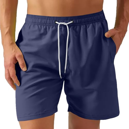 UHouse Badehose Herren Badeshorts mit Mesh-Innenslip Schnelltrocknend Sommer Shorts Leichte Schwimmshorts Männer Schwimmhose Swimming Strandhose Kurz Große Größen Blitzangebote Marineblau M von UHouse
