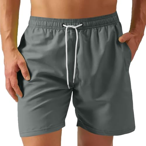 UHouse Badehose Herren Badeshorts mit Mesh-Innenslip Schnelltrocknend Sommer Shorts Leichte Schwimmshorts Männer Swimming Strandhose Kurz Große Größen Herren-Shorts Deals Dunkelgrau XL von UHouse
