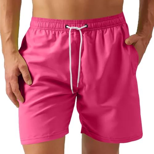 UHouse Badehose Herren Badeshorts mit Mesh-Innenslip Schnelltrocknend Sommer Shorts Leichte Schwimmshorts Männer mit Taschen Schwimmhose Swimming Strandhose Kurz Angebote Heißes Rosa L von UHouse