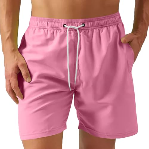 UHouse Badehose Herren Badeshorts mit Mesh-Innenslip Schnelltrocknend Sommer Shorts Leichte Schwimmshorts Männer mit Taschen Schwimmhose Swimming Strandhose Kurz Angebote des Tages Heute Rosa L von UHouse