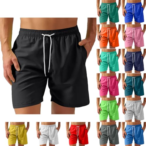 UHouse Badehose Herren Badeshorts mit Mesh-Innenslip Schnelltrocknend Sommer Shorts Leichte Schwimmshorts Männer mit Taschen Schwimmhose Swimming Strandhose Kurz Schwarz L von UHouse
