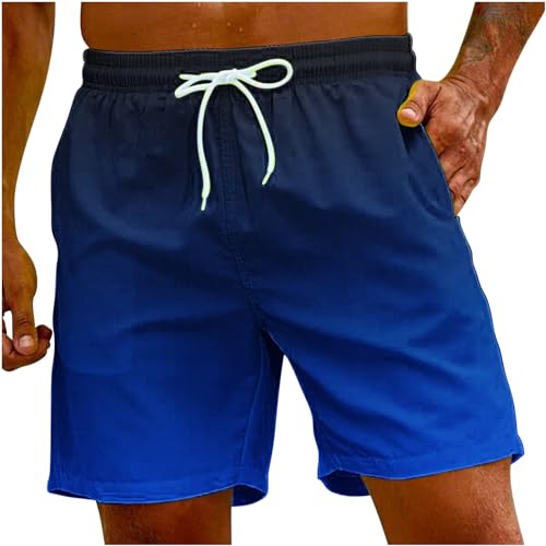 UHouse Badehose Herren Schnelltrocknend Oversize Badeshorts Männer Kurzen Strandhose mit Farbverlauf Hawaii Schwimmhose Sommer Sporthose mit Gummizug Schwimmshorts Angebote Blau S von UHouse