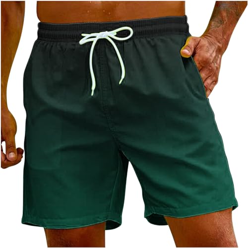 UHouse Badehose Herren Schnelltrocknend Oversize Badeshorts Männer Kurzen Strandhose mit Farbverlauf Hawaii Schwimmhose Sommer Sporthose mit Gummizug Schwimmshorts Deals of The Day Grün 3XL von UHouse